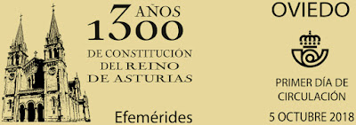 Matasellos del sello del 1300 aniversario del Reino de Asturias