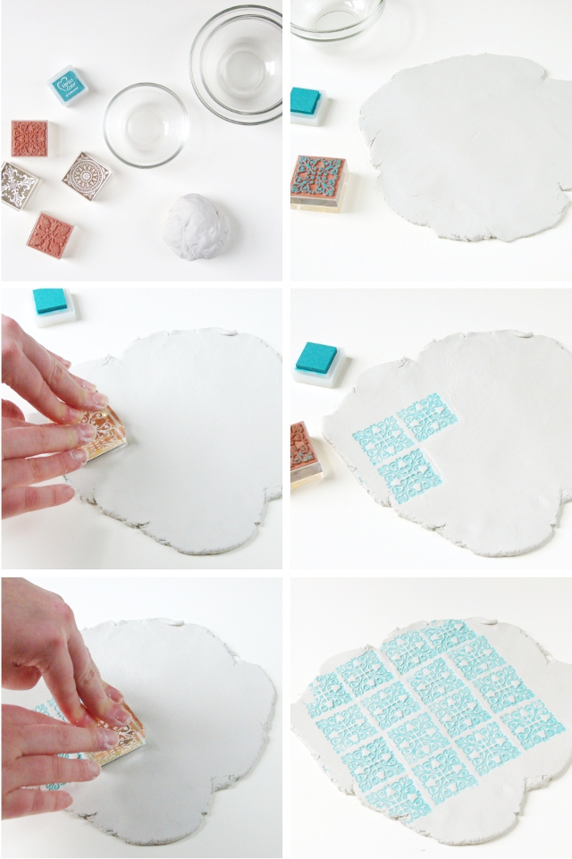 Make these Diy Stamped Clay Bowls from air dry clay