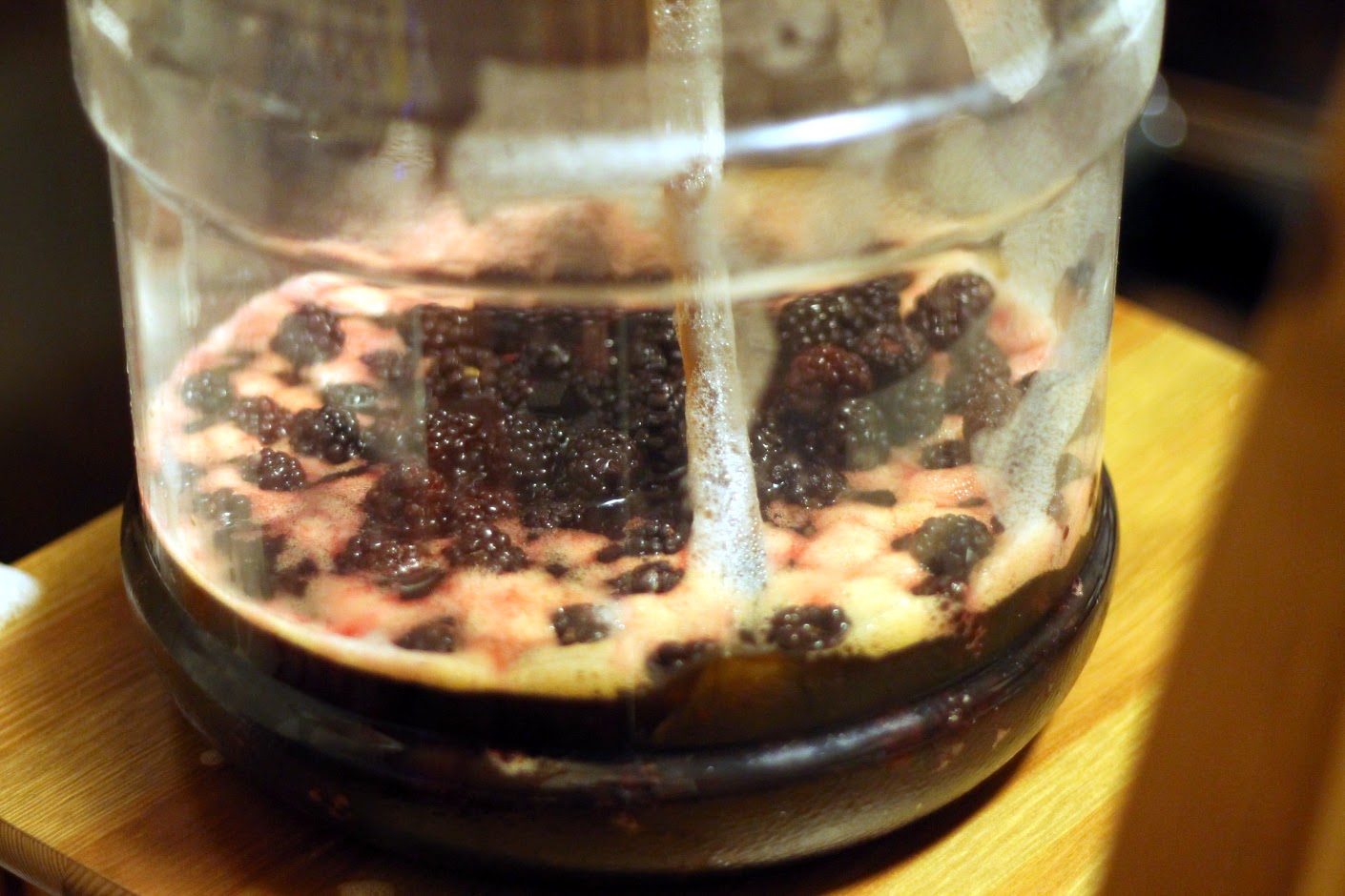 Soured stout racking onto blackberries.