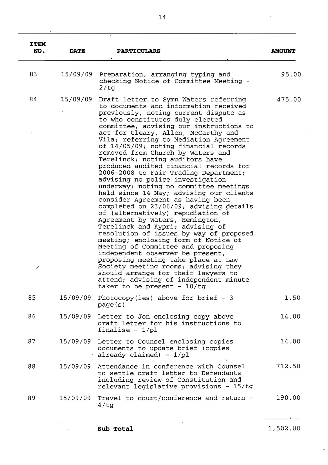 Filed Application for Assessment of Solicitor/Client Costs