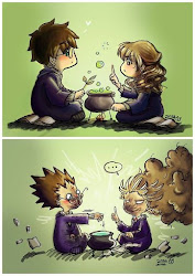 harry hermione granger potion potter anime hogwarts brewing fan potions watson emma cartoon comic harmione draco hp fanart alumni snape