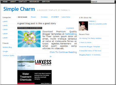 simple charm blogger template