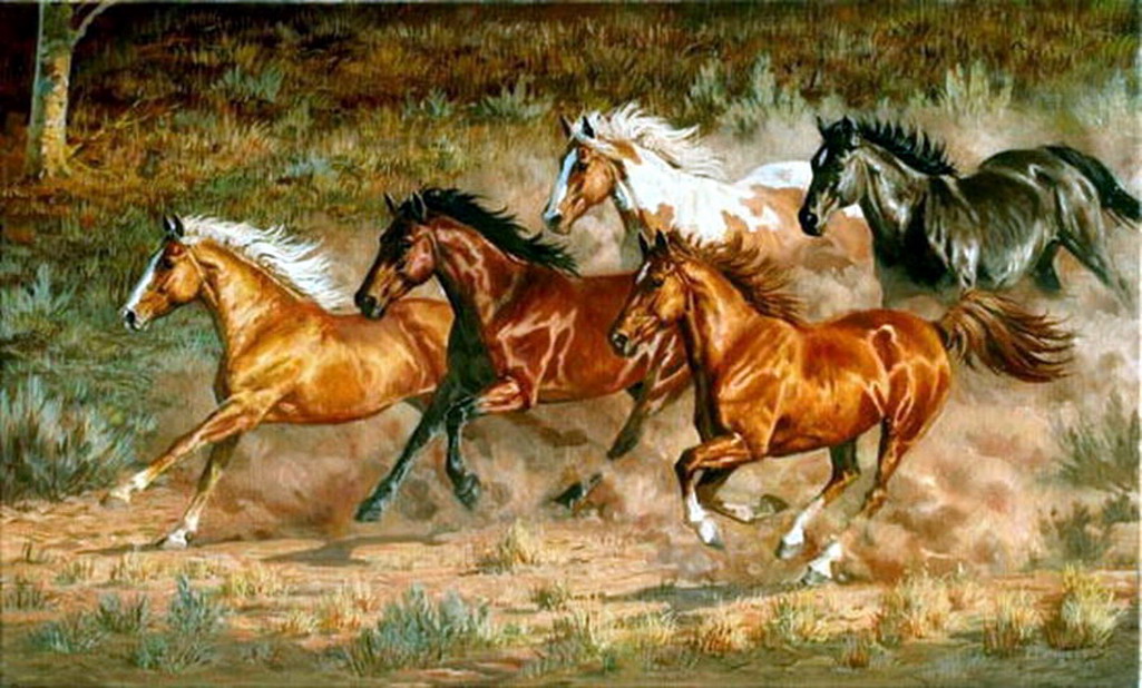 Imágenes Arte Pinturas: Excepcionales pinturas que contienen caballos corriendo
