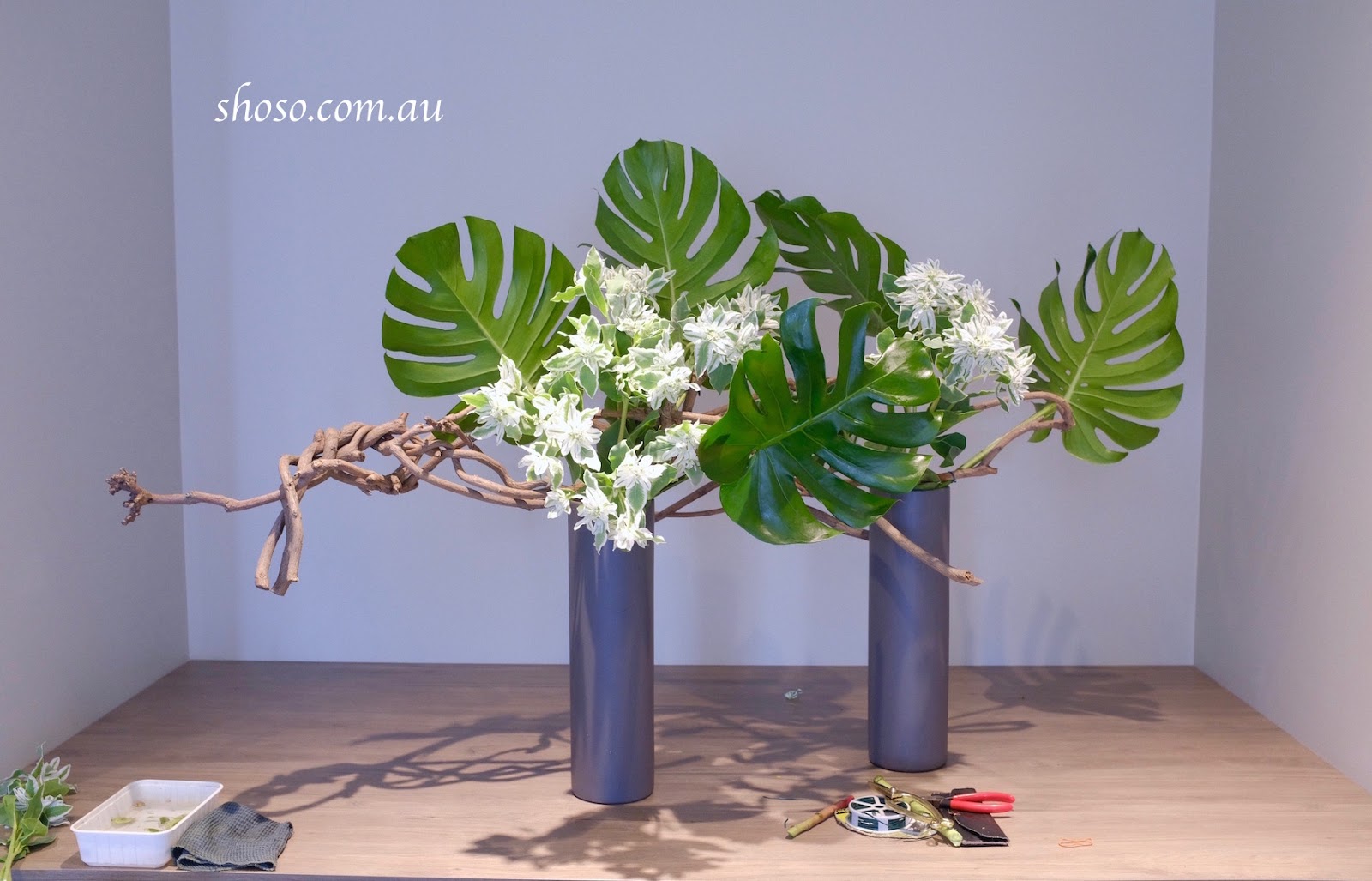 Three Stages of a Commercial Ikebana Work