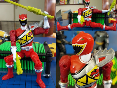 Bandai Power Rangers Red Ranger leaping and sitting 