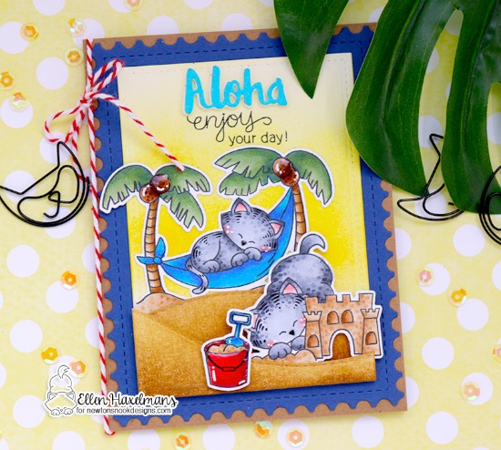 Aloha Cards by Ellen Haxelmans | Aloha Newton and Newton's Summer Vacation Stamp and Die Sets by Newton's Nook Designs #newtonsnook #handmade