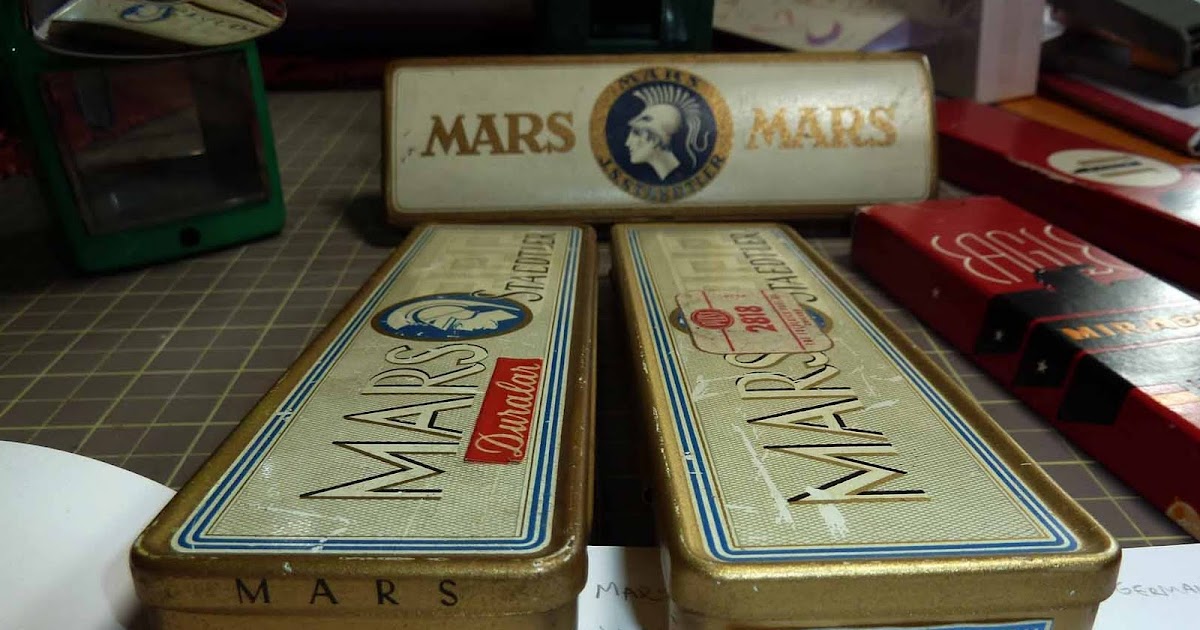 Vintage Mars Staedtler Pencil Tin with Five Staedtler Mars Lumograph Pencils