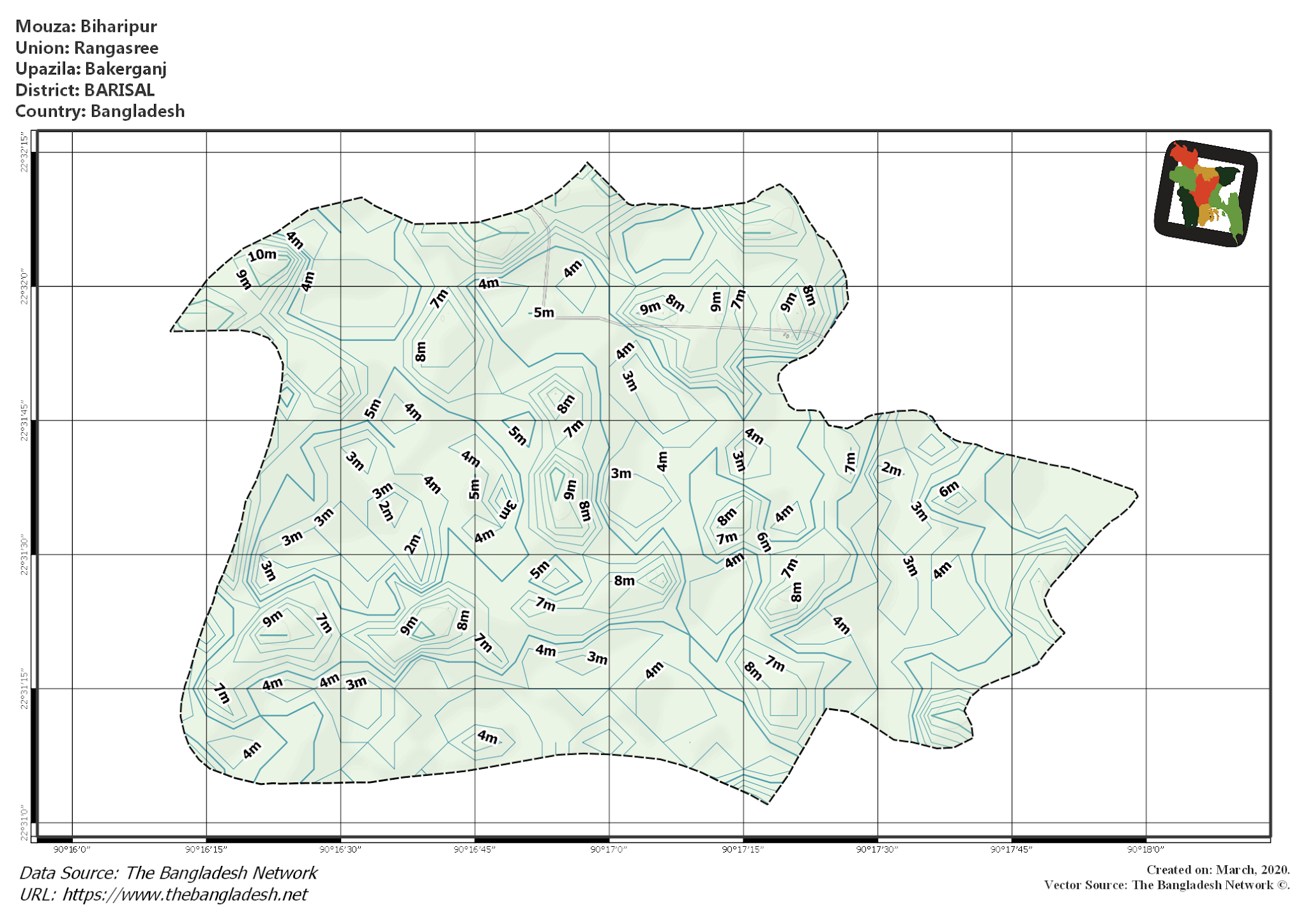 Map of Biharipur Mouza of Bakerganj Upazila, BARISAL Map of Biharipur Mouza of Bakerganj Upazila, BARISAL, Bangladesh.