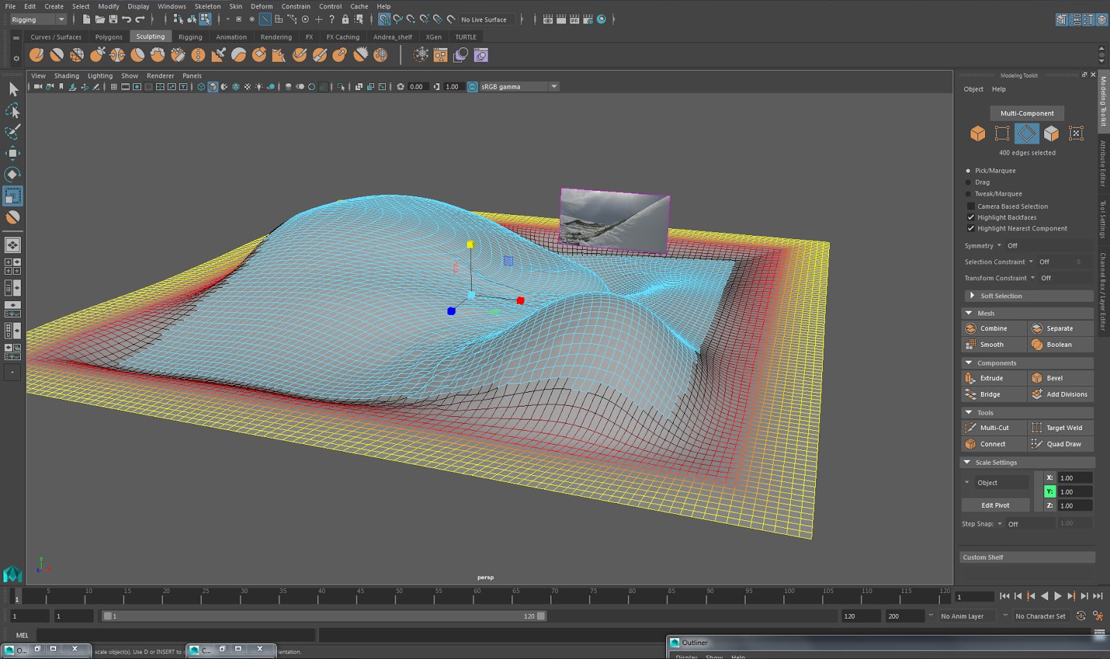 animatedcreativeandreamcswan Maya sculpt tool sculpting a landscape