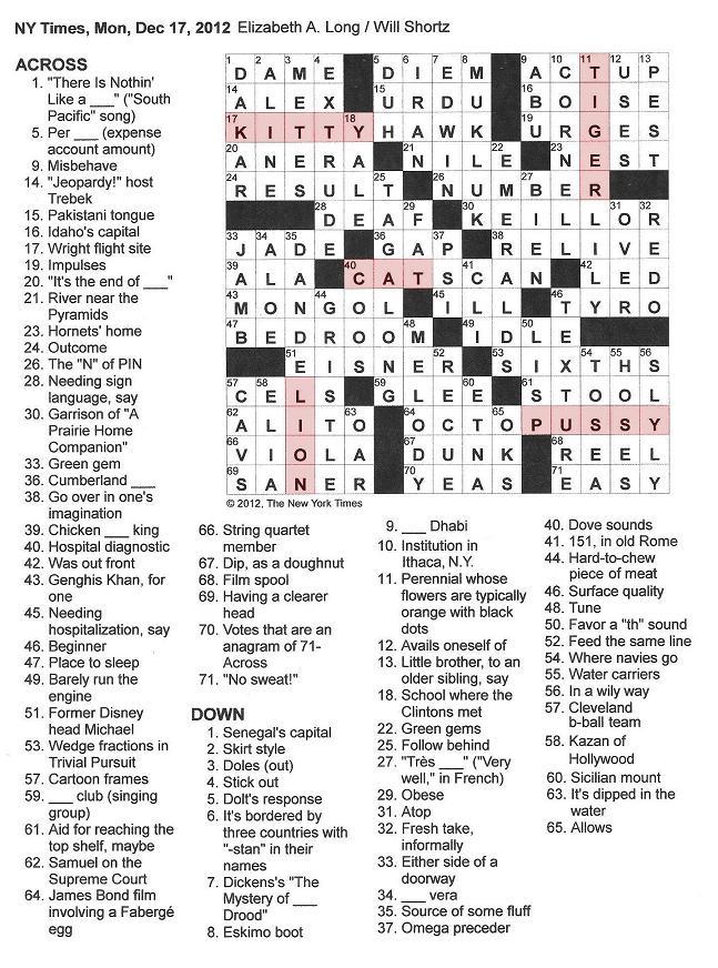 The New York Times Crossword in Gothic 12.17.12 — Heeere