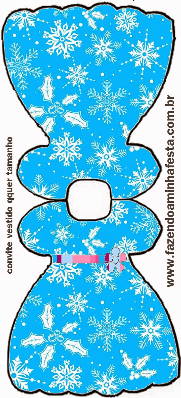 Frozen en Morado y Celeste para Navidad: Invitaciones para Imprimir Gratis. Tarjeta con forma de Vestido de Frozen en Morado y Celeste para Navidad.