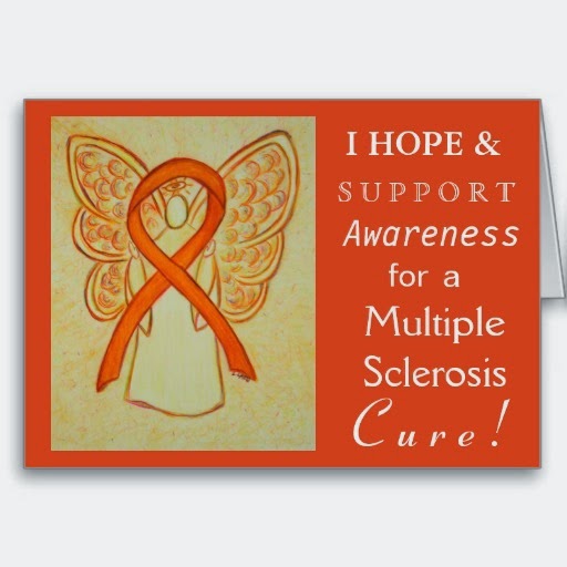 Multiple Sclerosis MS Awareness Ribbon Angel Custom Greeting or Note Christmas Cards