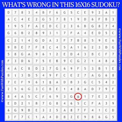 Answer of Mistaking Finding Jumbo 16x16 Sudoku Puzzle