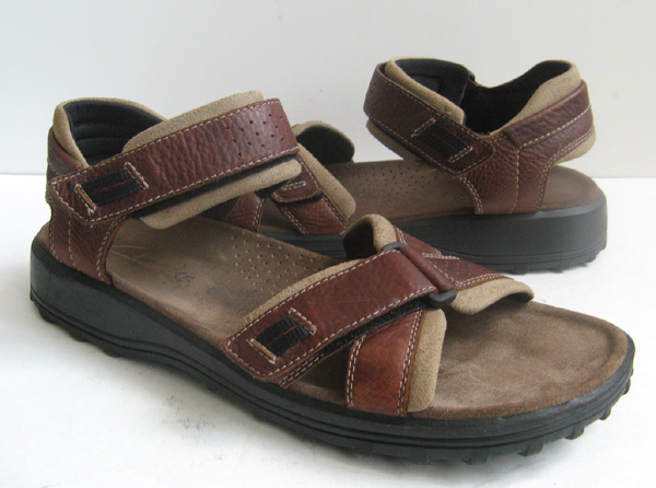 CLARKS BROWN LEATHER SPORT SANDALS MENS SIZE 12