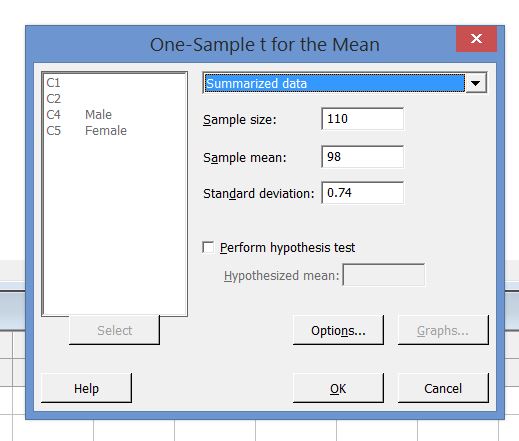 Statistics Help Center: Statistics Lesson 1 - One Sample t test using