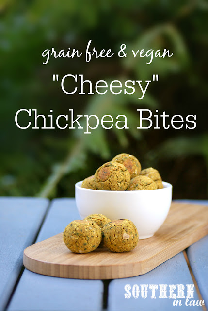 Vegan Cheesy Chickpea Bites Recipe with Nutritional Yeast - low fat, gluten free, vegan, grain free,  healthy, clean eating recipe