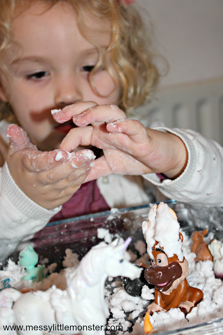 Easy Homemade Fake Snow Recipe Messy Little Monster