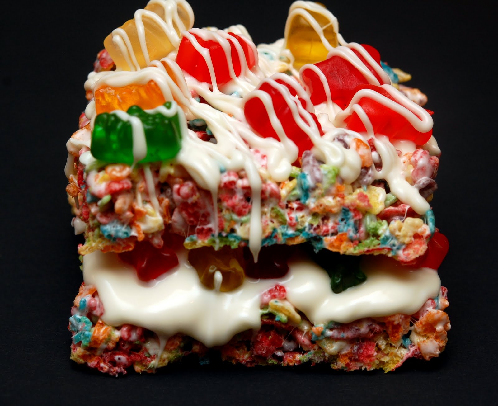 Directions: make rice krispy treats but use fruity pebbles instead! 