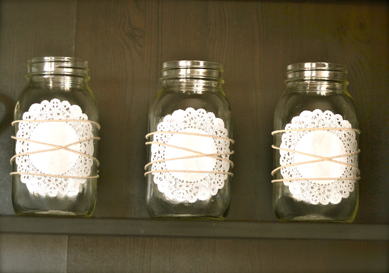 DIY Doily & twine mason jars. Paddington Way.