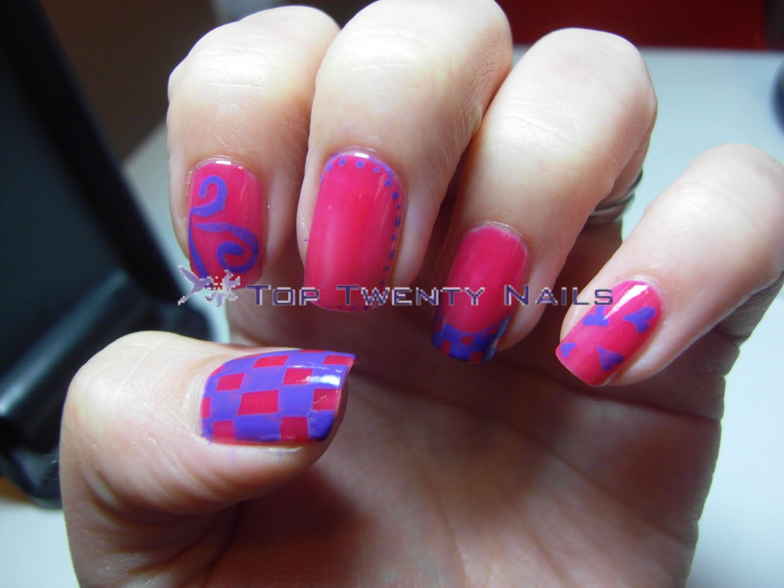 5. Purple and White Checkered Acrylic Nails - wide 11