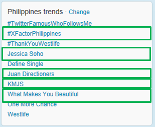 X Factor and 1D Philippines Trends Twitter