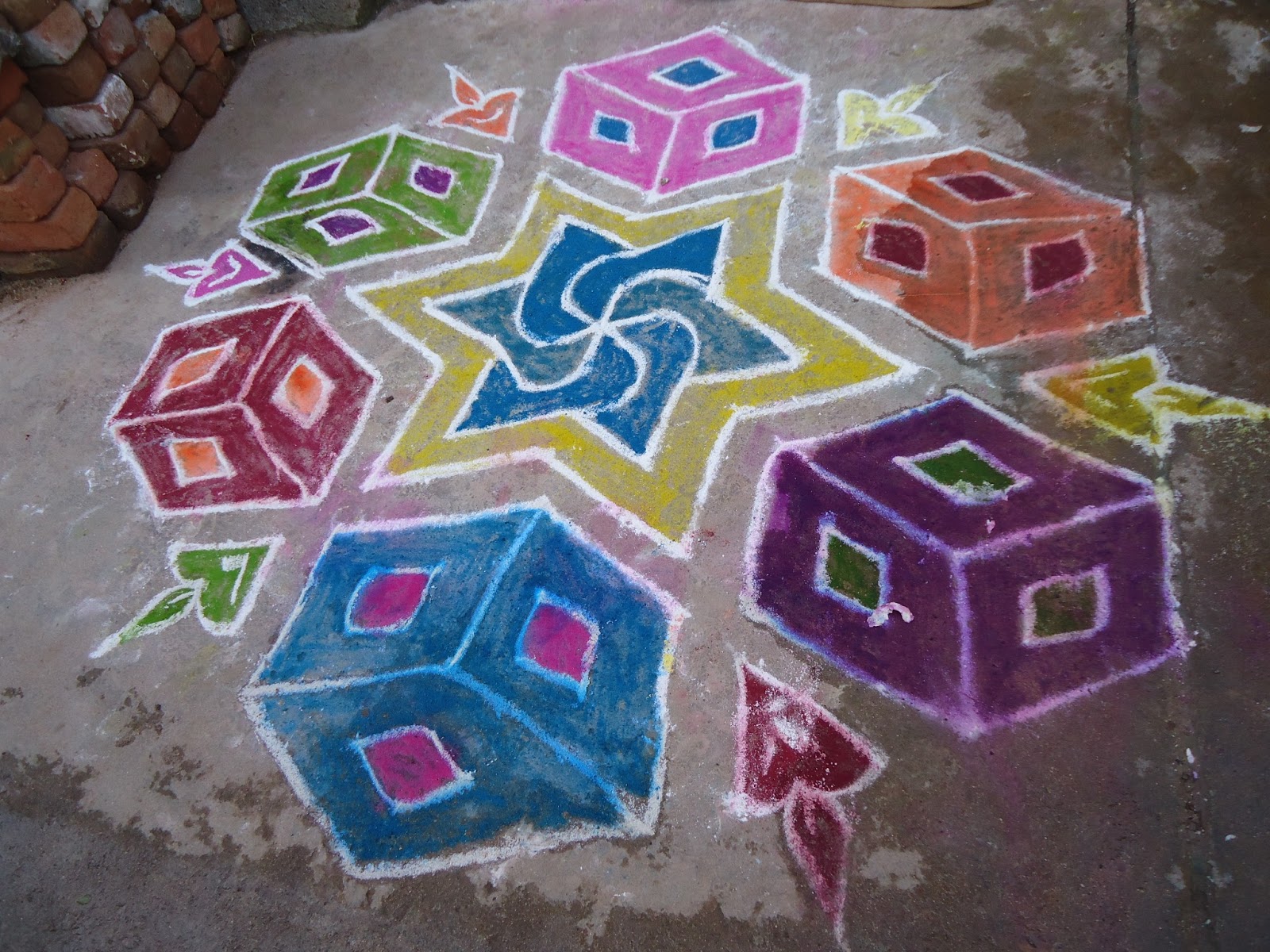 Beautiful Kolam and Painting Dot Kolam