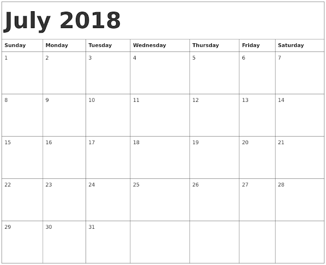 July 2018 Printable Calendar, July 2018 Blank Calendar, July 2018 Calendar Template, July 2018 Calendar Printable, July 2018 Calendar, July Calendar 2018, July Calendar, Print July Calendar 2018, Calendar 2018 July, July Templates Calendar 2018