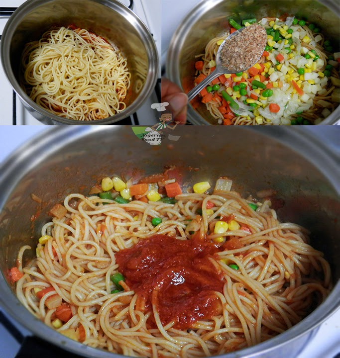 Jollof Spaghetti Nigerian Spaghetti Jollof with vegetables , spaghetti recipes, nigerian food tv, nigerian food recipes , pasta recipes