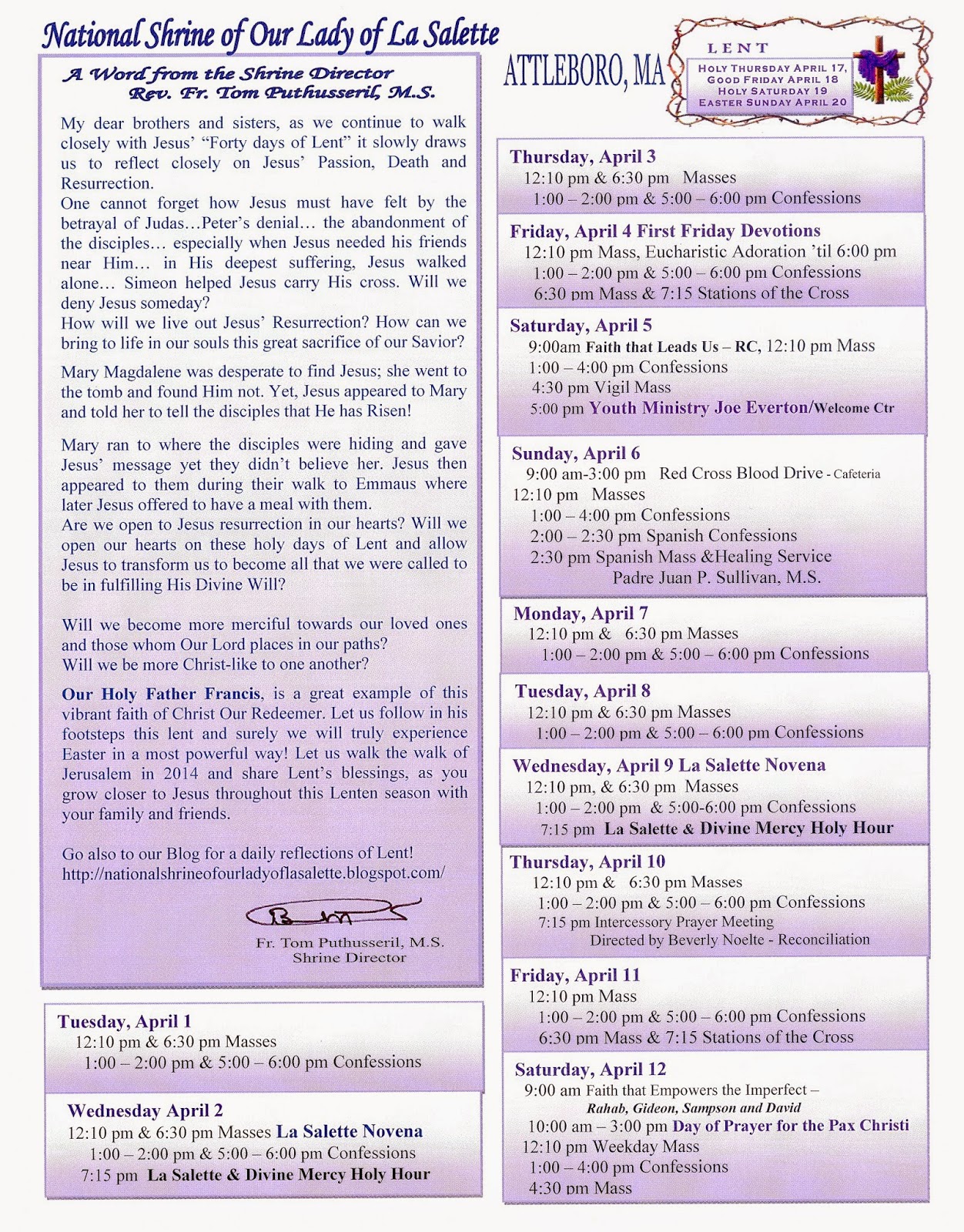 Our Lady of La Salette You to Her Shrine! Come...Be Blessed