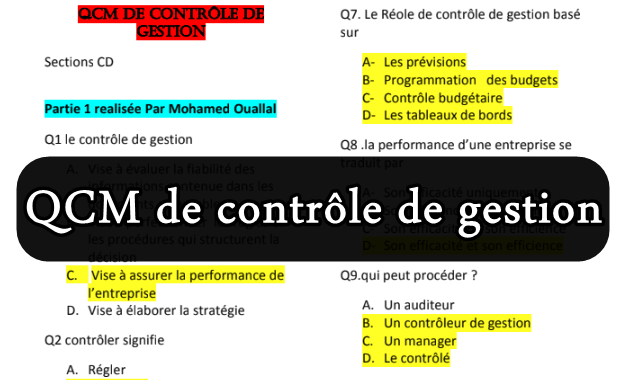 Qcm De Controle De Gestion