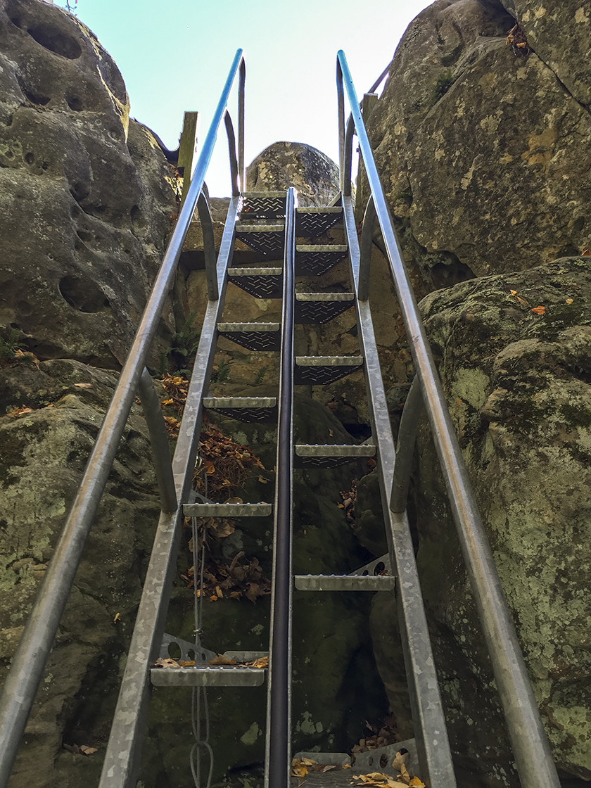 steps to the lookout perch at Castle Mound
