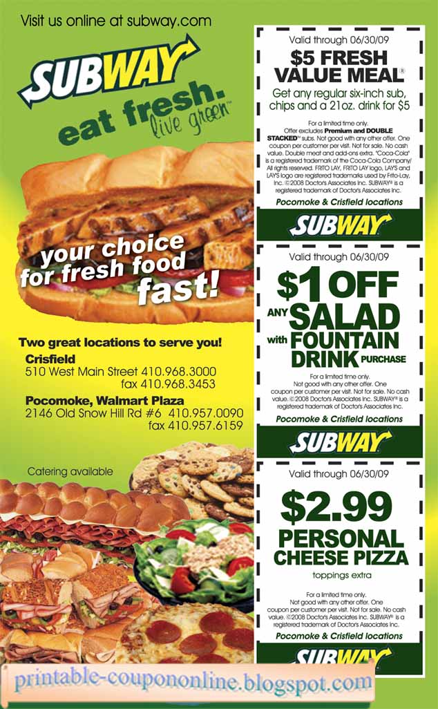 Subway menu discount codes image regarding Printable Subway Menu called Subway menu discount codes