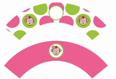 Divertido Kit de Monitos para Imprimir Gratis. Wrappers para cupcakes de Monitos.