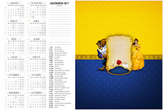Fiesta de La Bella y la Bestia: Imprimibles Gratis para Fiestas. Calendario 2017 para imprimir gratis de Fiesta de La Bella y la Bestia.