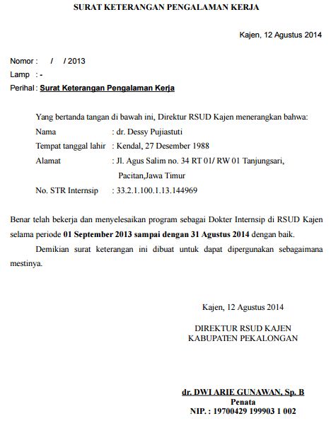 Contoh Surat Lamaran Untuk Rsu Rem 101 Kandangan Slamark