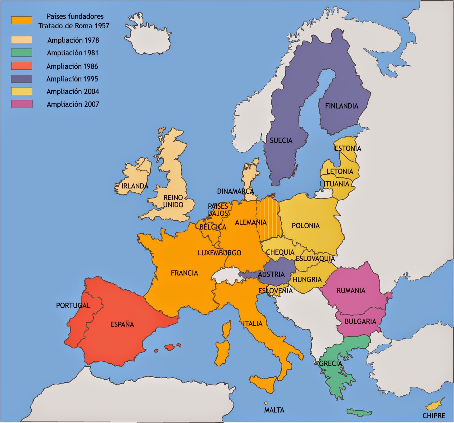 Mis Historias Mapa fases de la Unión Europea Mis Historias Mapa fases de la Unión Europea