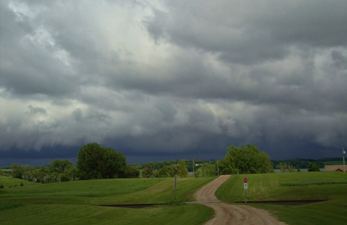 rain over the Minnesota farm lands near Pelican Rapids