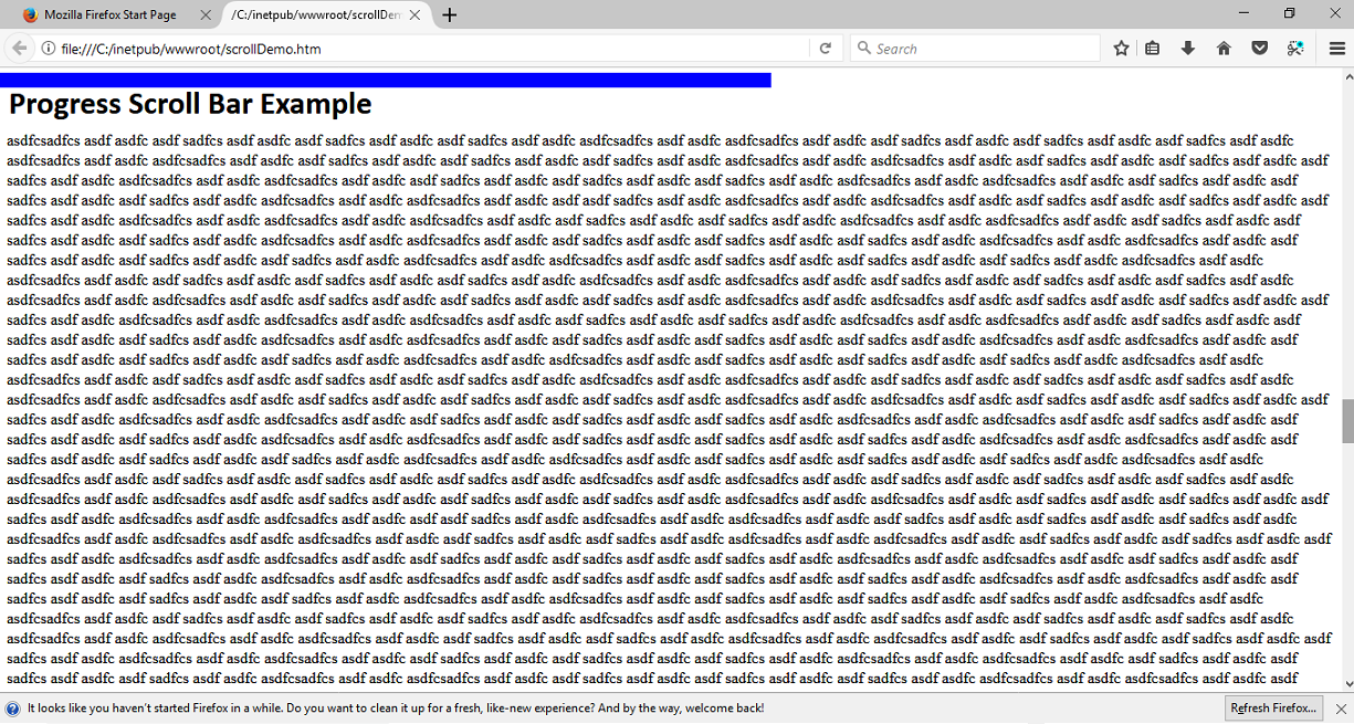 kpitsimpl: JavaScript for Progress on Scrolling