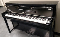 Yamaha NU1X upright hybrid digital piano - azpianonews.com Yamaha NU1X cabinet & control panel pictures