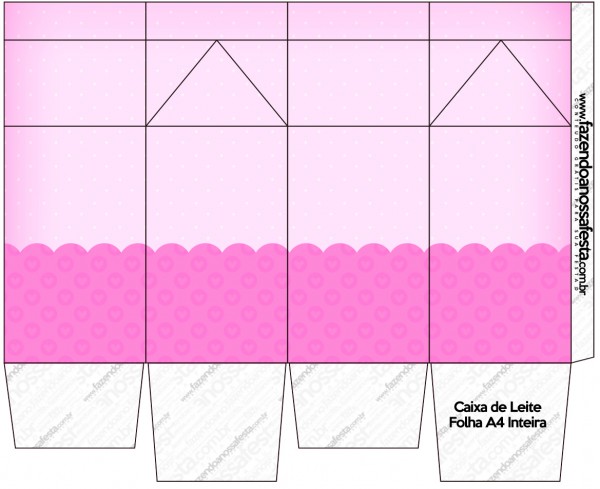 Caja tipo "de leche" de Corazones Rosa.