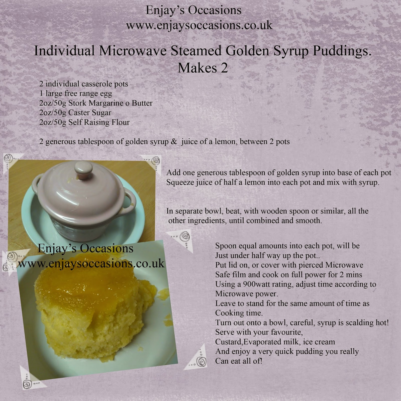 The Jolliffe Cake Company & More Individual Golden Syrup Steamed Puddings, using a Microwave