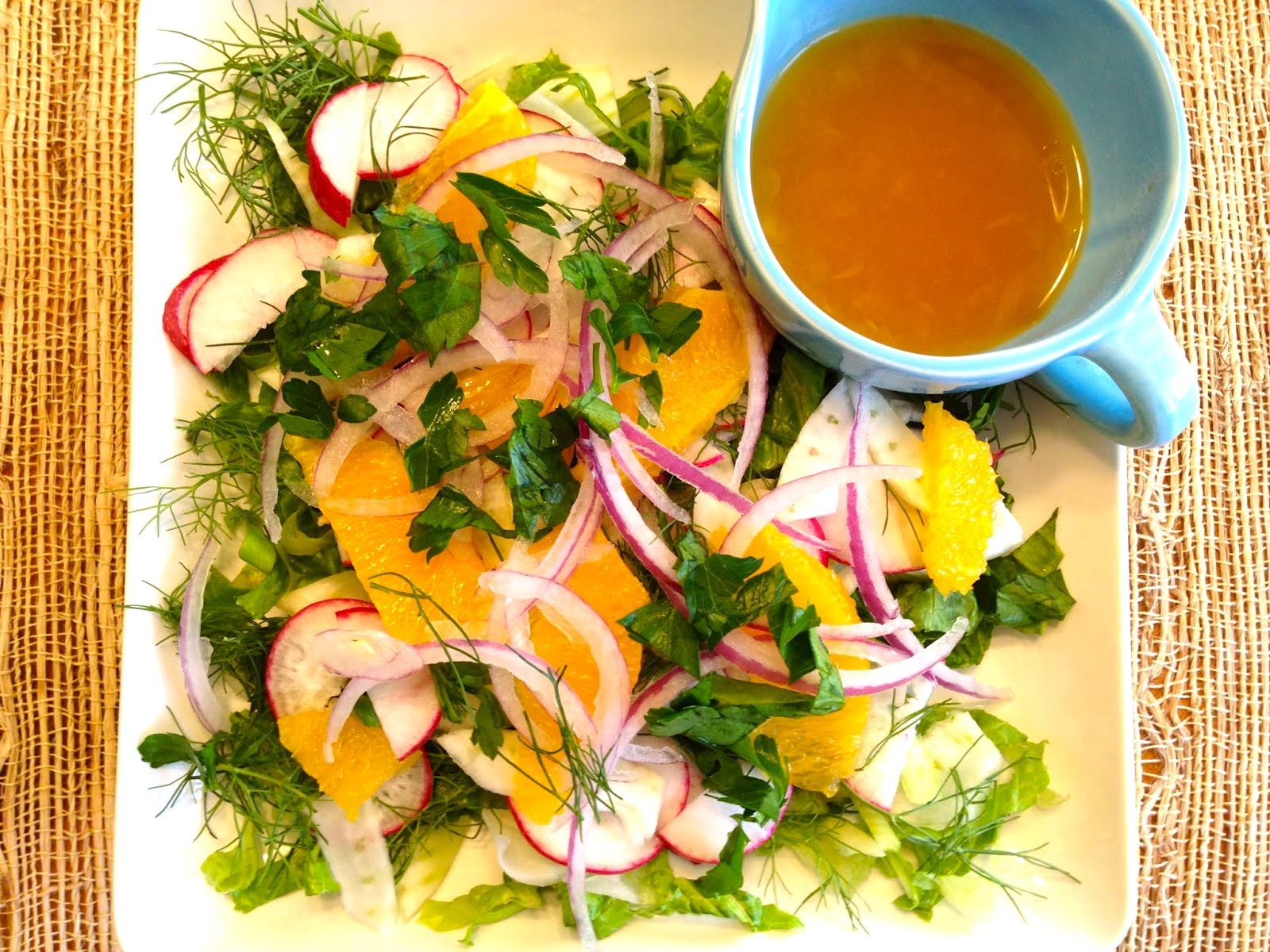 Clean, Fresh and mostly Veggie Springtime Salad with White Wine and