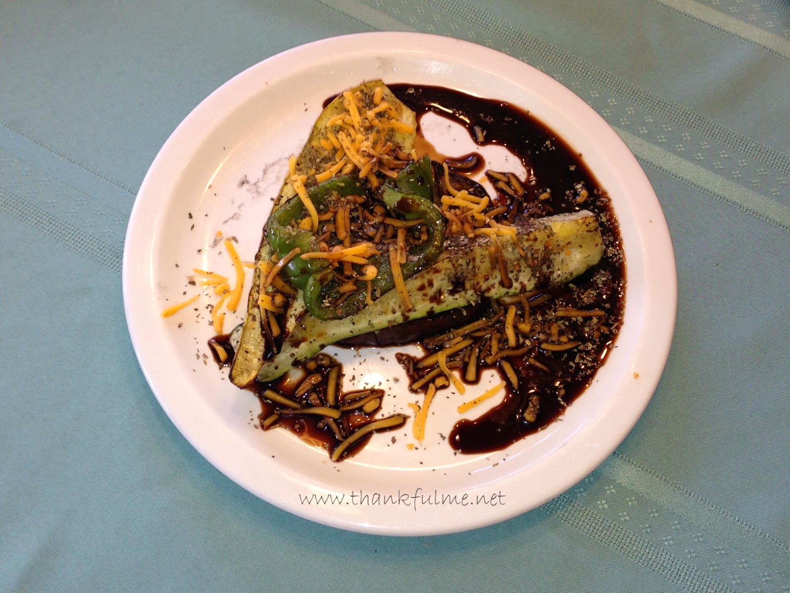 grilled eggplant stacks with basil chiffonade