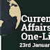 Current Affairs One-Liner: 23rd January 2020