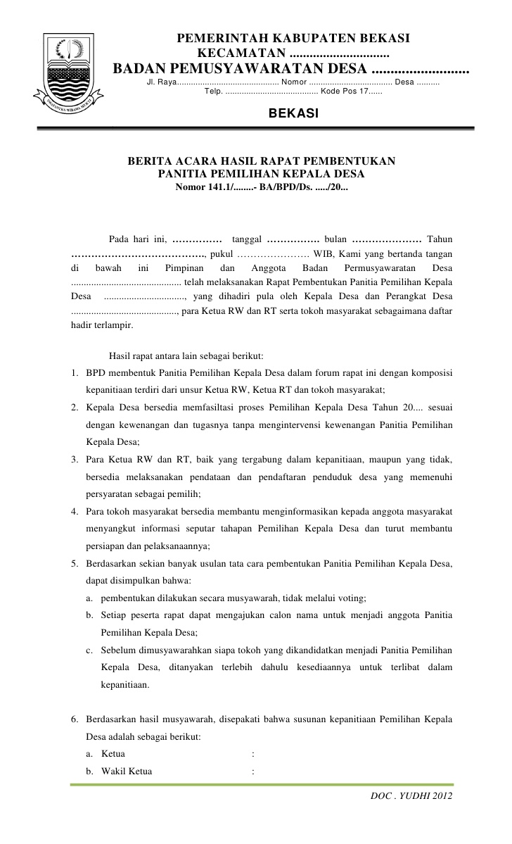 contoh berita acara rapat wood scribd indo