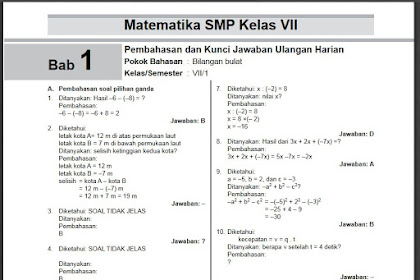 Kunci Jawaban Lks Matematika Kelas 7 Semester 1 Kurikulum 2013