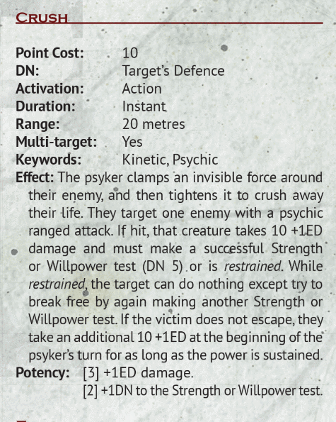 Poderes psíquicos Wrath Glory