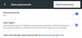 google chrome export saved passwords