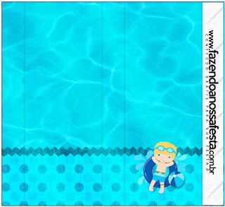Fiesta en la Piscina para Niño Rubio: Etiquetas para Candy Bar para Imprimir Gratis. Etiquetas de Fiesta en la Piscina para Niño Rubio para imprimir gratis.