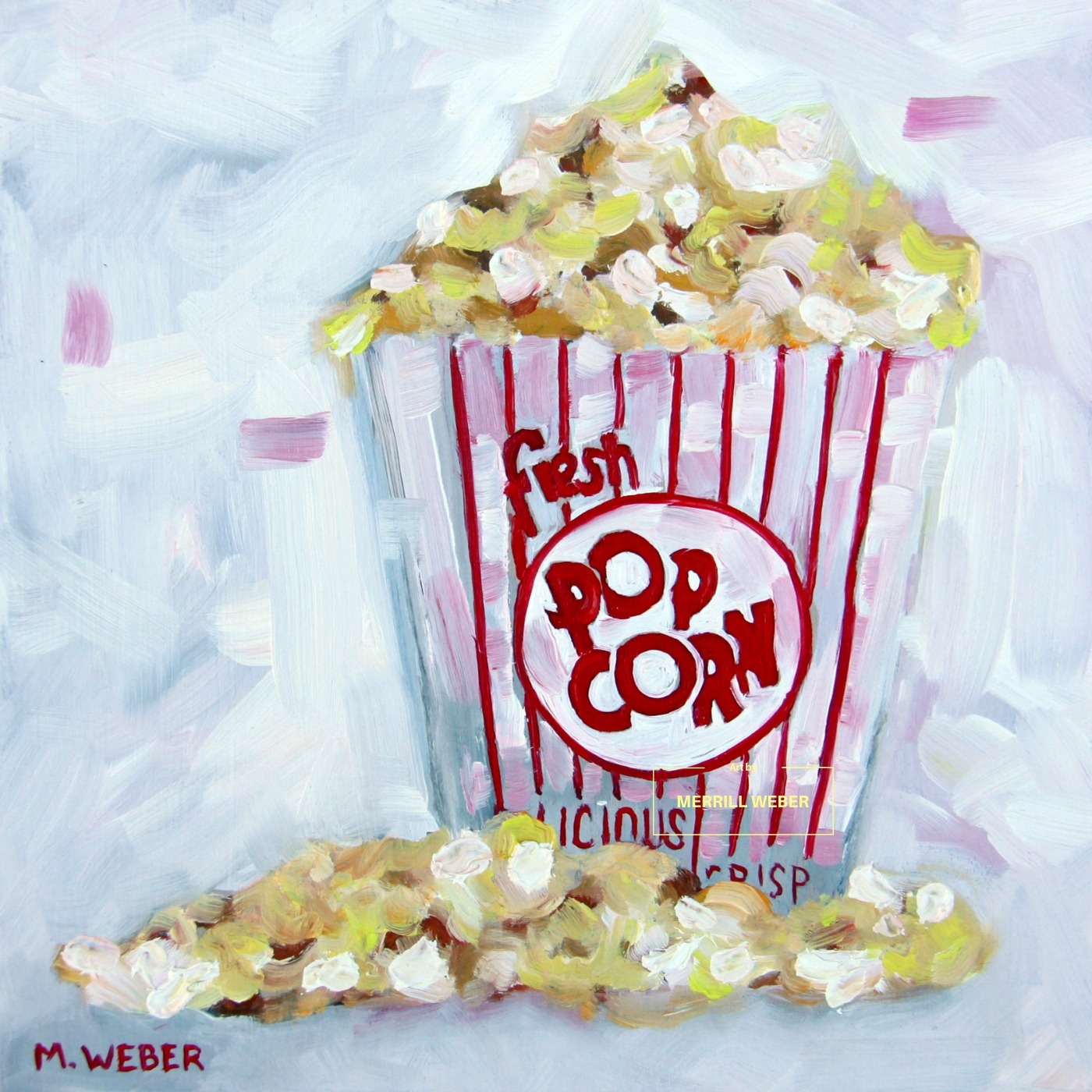 MERRILL WEBER ART POPCORN OIL PAINTING
